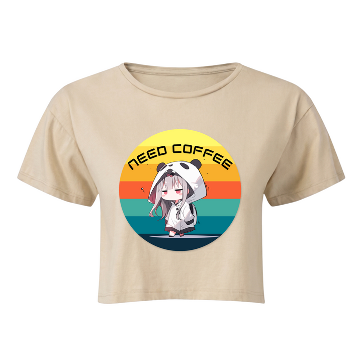 Need Coffee -  Crop Top - nude