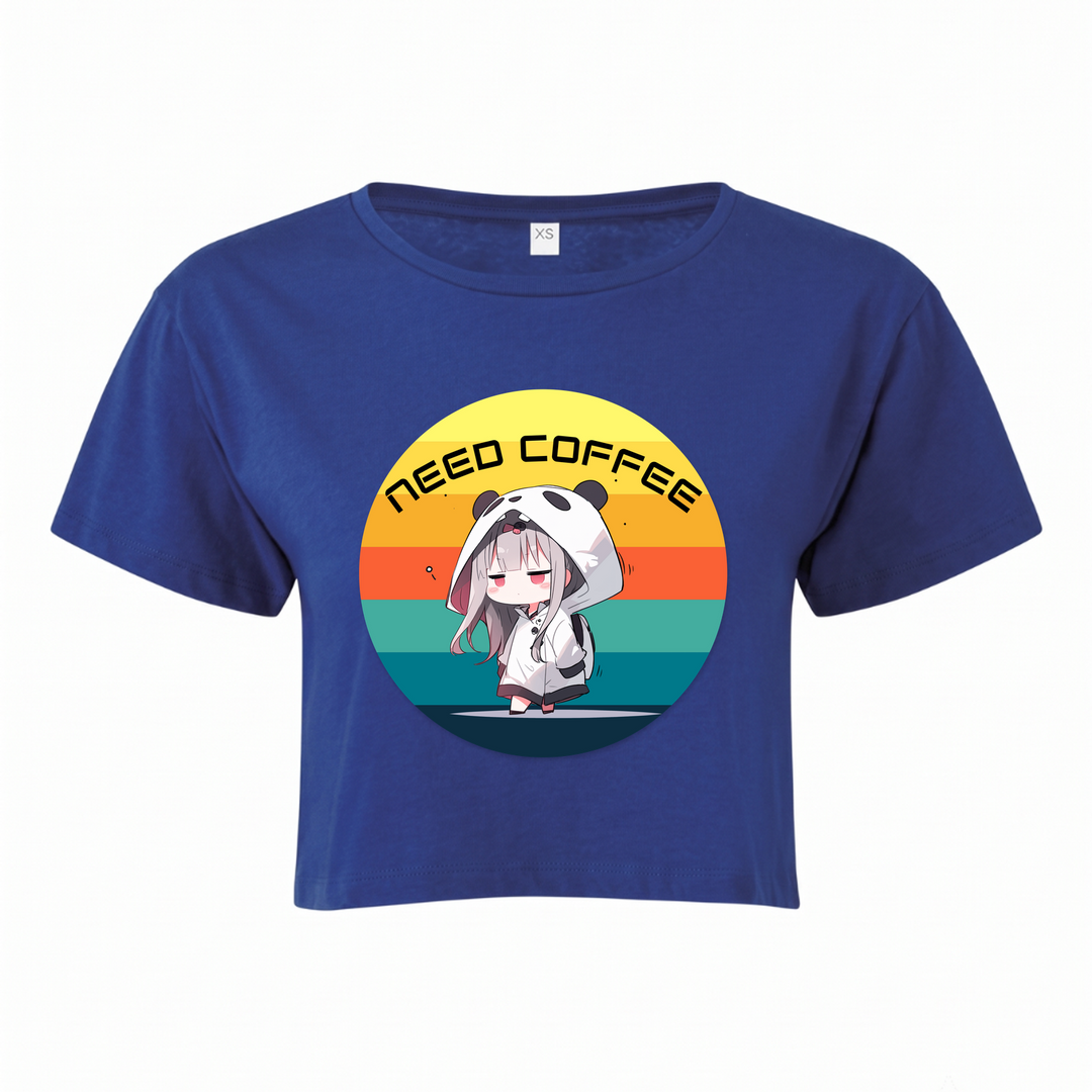 Need Coffee -  Crop Top - royal