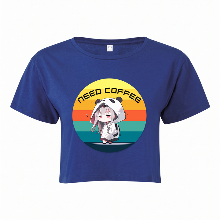 Need Coffee -  Crop Top - royal