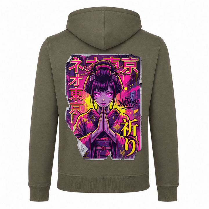 Neon Geisha - T-Shirt Heavy Zip Hoody - Olive