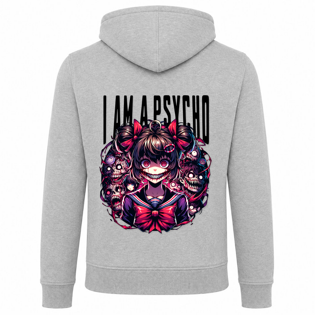 i am a Psycho - Zip Hoody - heather grey - Rueckseite