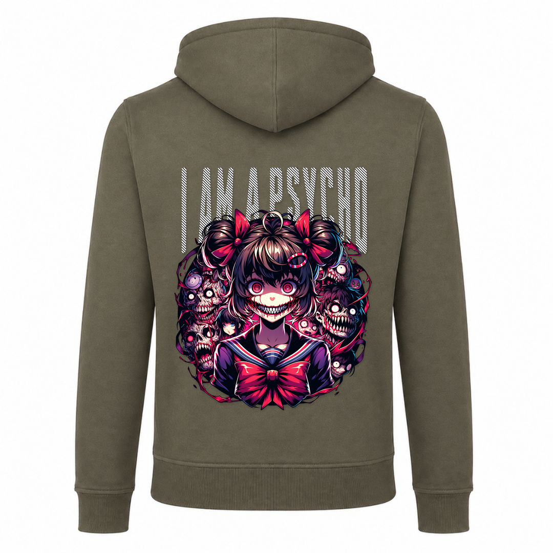 i am a Psycho - Zip Hoody - Olive - Rueckseite