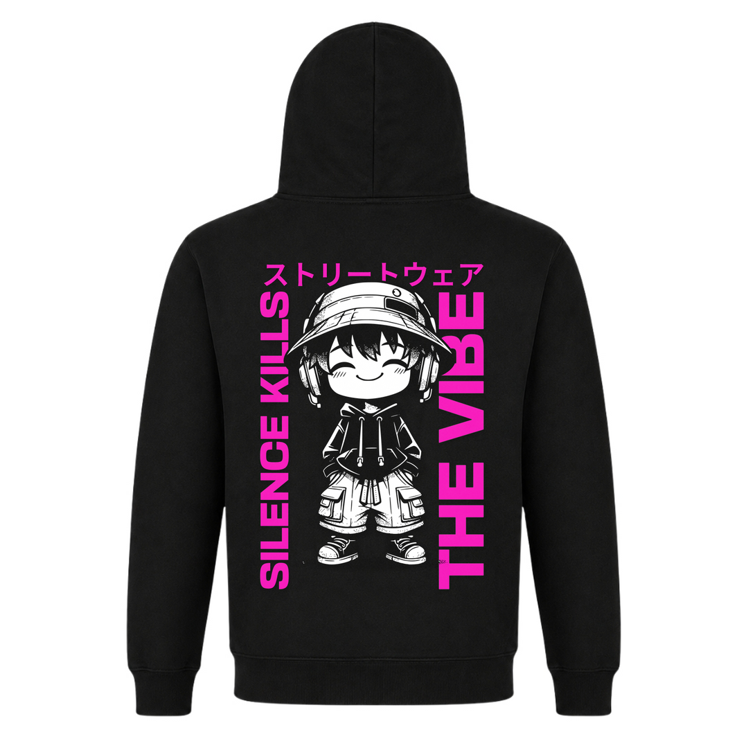 Silence kills the Vibe - Basic Hoodie - Black - Rueckseite