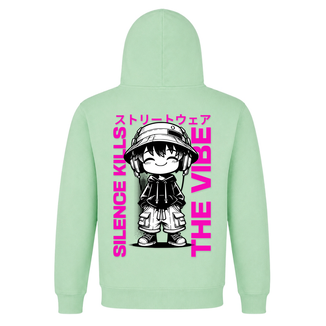 Silence kills the Vibe - Basic Hoodie - Frozen Green - Rueckseite