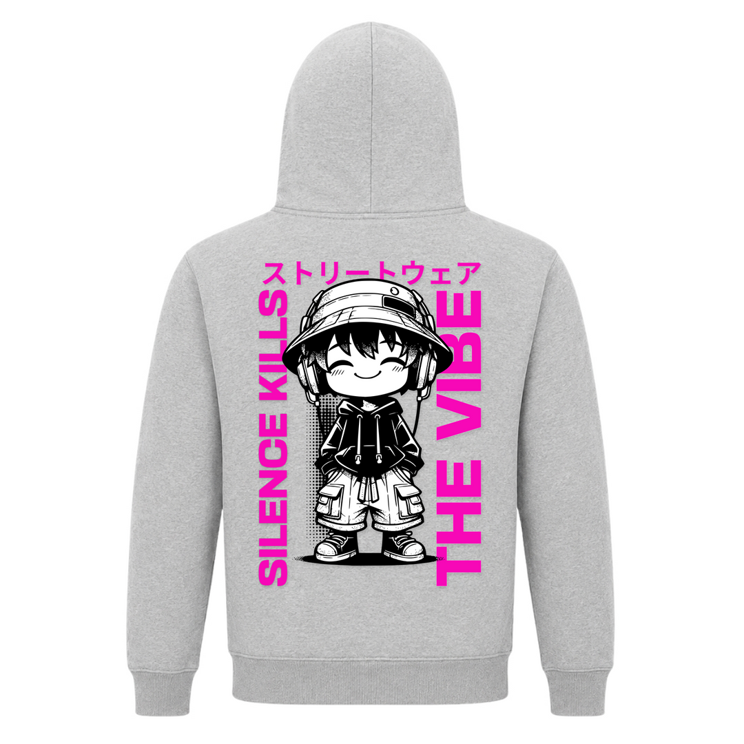 Silence kills the Vibe - Basic Hoodie - Grey Melange - Rueckseite