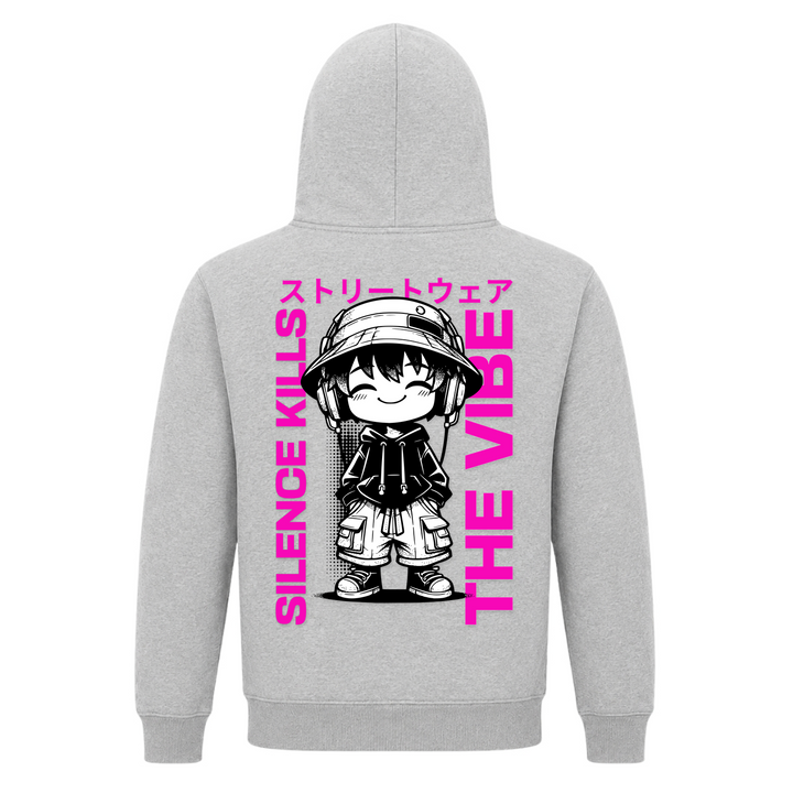 Silence kills the Vibe - Basic Hoodie - Grey Melange - Rueckseite