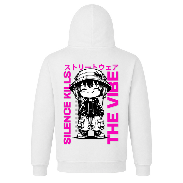 Silence kills the Vibe - Basic Hoodie - White - Rueckseite