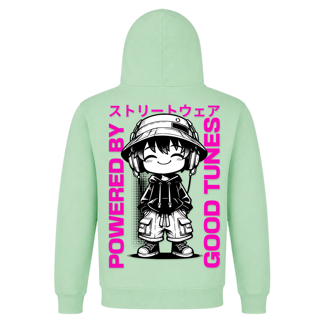 Powered by good tunes - Basic Hoodie - Frozen Green - Rueckseite