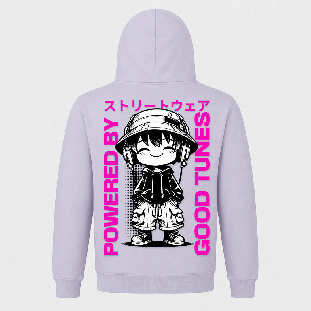 Powered by good tunes - Basic Hoodie - Lilac - Rueckseite