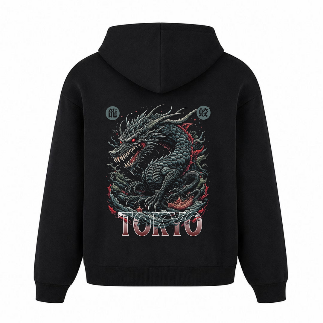 Mizuchi - T-Shirt Oversized Hoodie - Schwarz