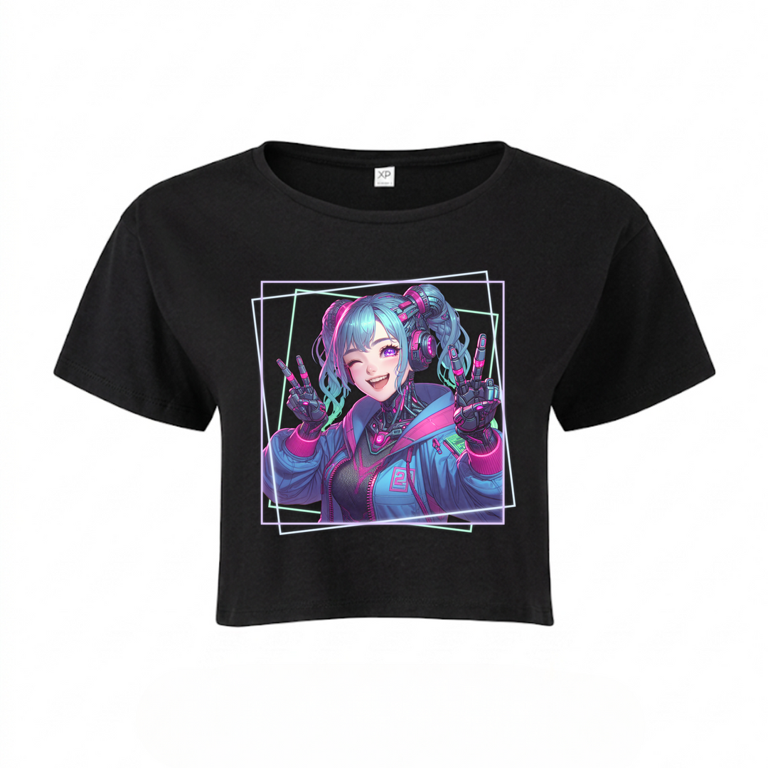 Cyber Girl - Crop Top - schwarz