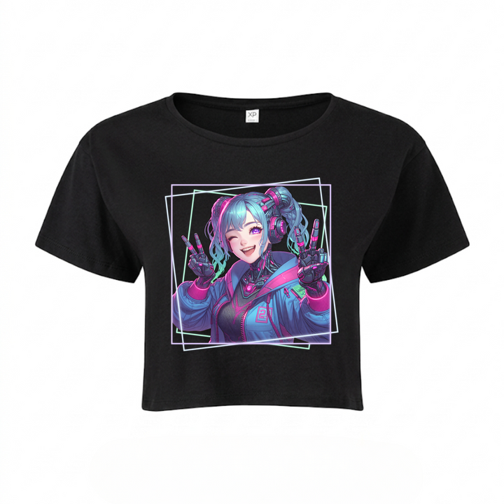 Cyber Girl - Crop Top - schwarz