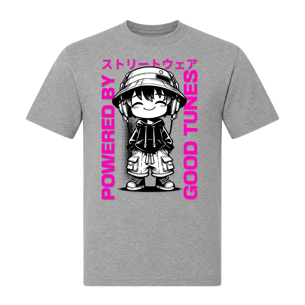 Powered by good tunes - T-Shirt - grey melange