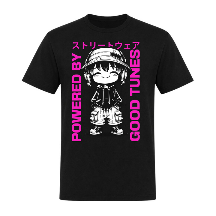Powered by good tunes - T-Shirt - schwarz