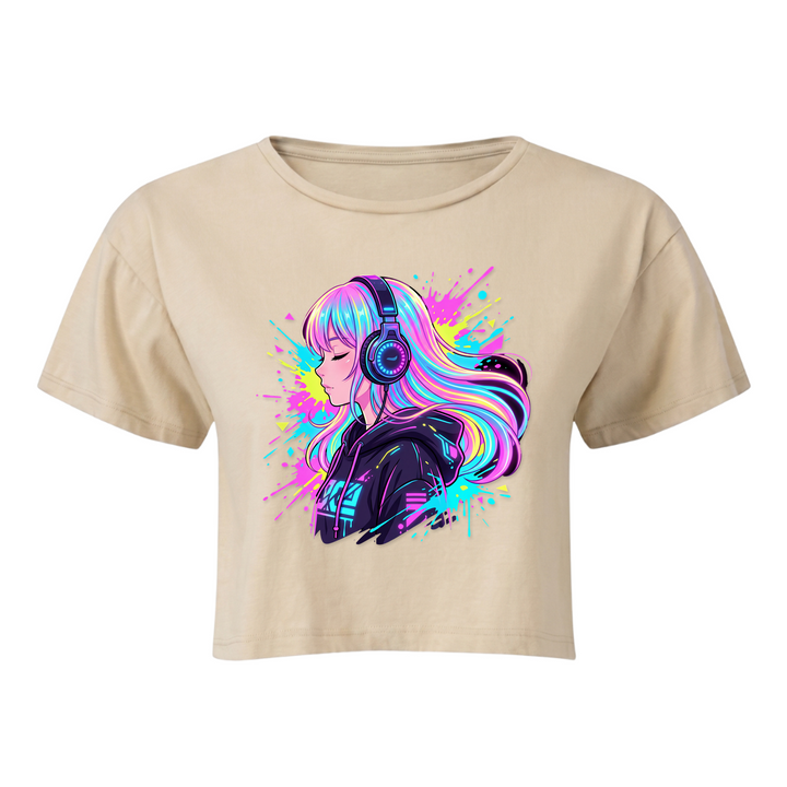 Lost in Music - T-Shirt Womens Crop Top - nude