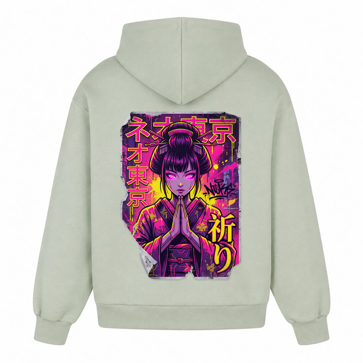 Neon Geisha - T-Shirt Oversized Hoodie - light asphalt