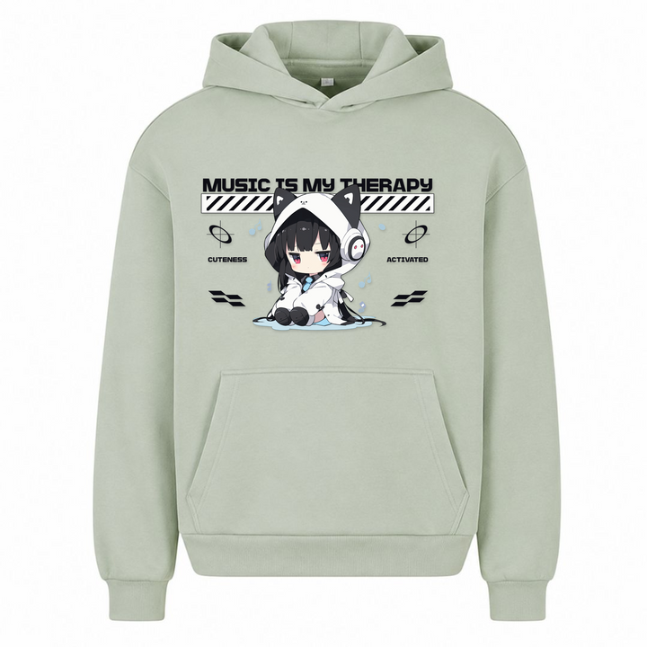 Music is my Therapy - Oversized Hoodie - light asphalt