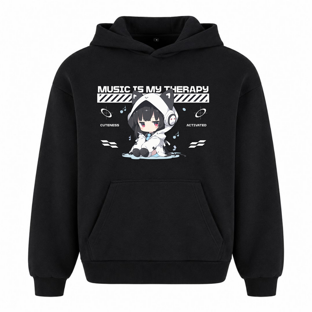 Music is my Therapy - Oversized Hoodie - Schwarz