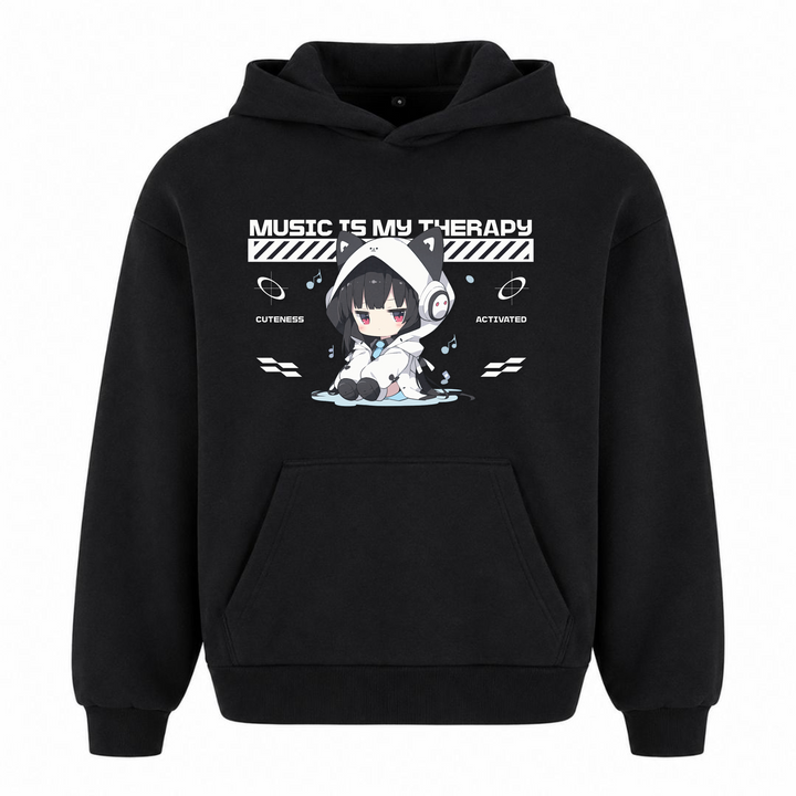 Music is my Therapy - Oversized Hoodie - Schwarz