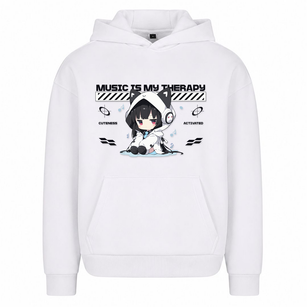 Music is my Therapy - Oversized Hoodie - Weiß