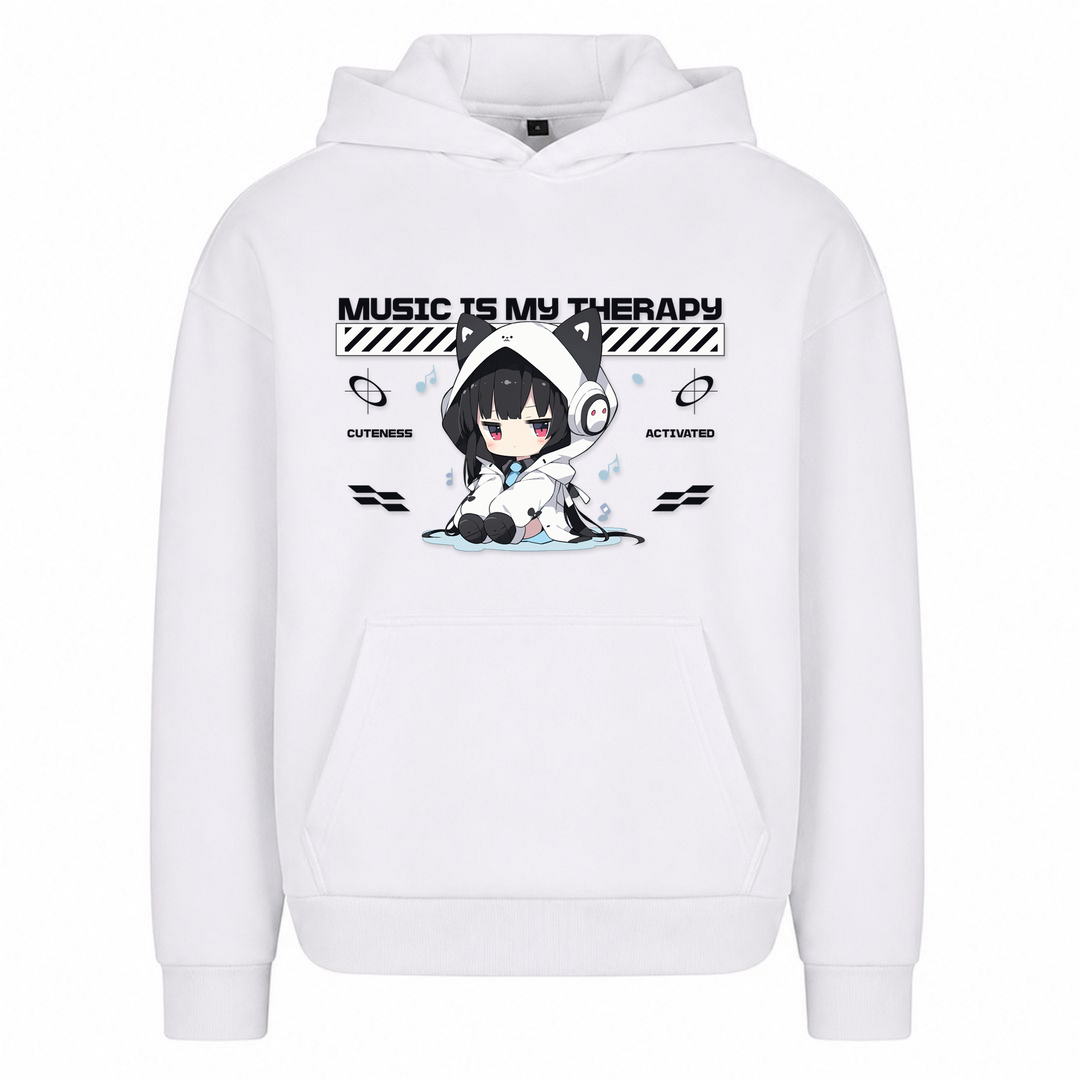 Music is my Therapy - Oversized Hoodie - Weiß