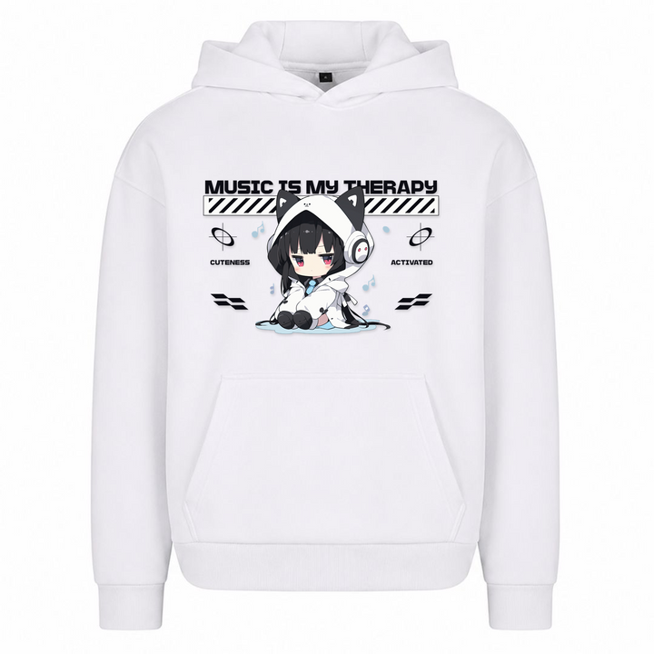 Music is my Therapy - Oversized Hoodie - Weiß