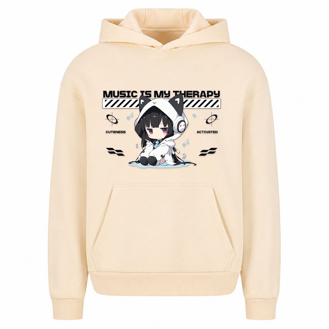 Music is my Therapy - Oversized Hoodie - White Sand