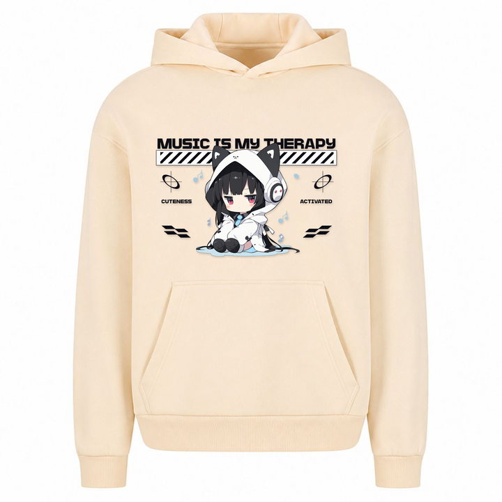 Music is my Therapy - Oversized Hoodie - White Sand
