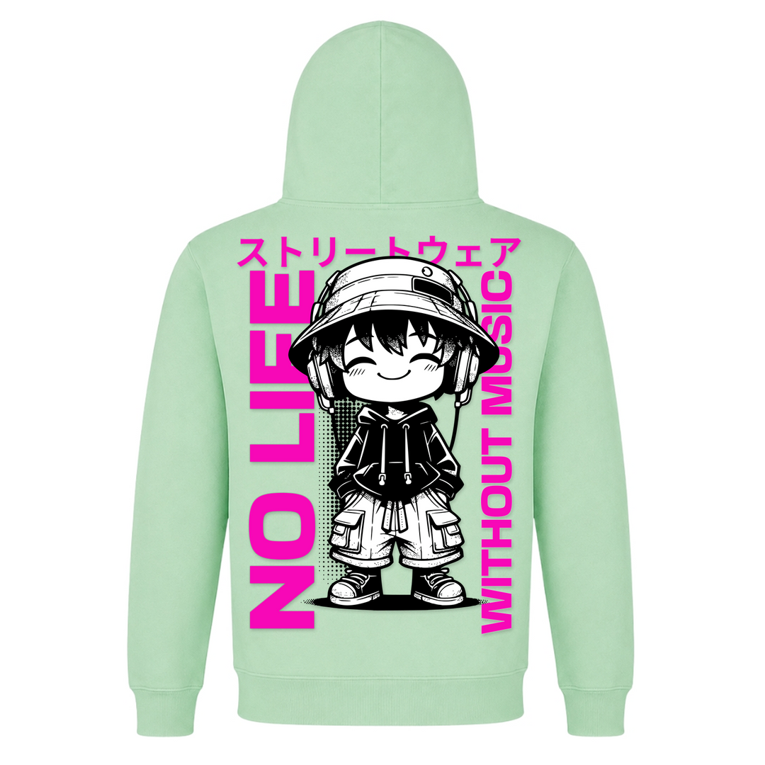 No life without Music - Basic Hoodie - Frozen Green - Rueckseite