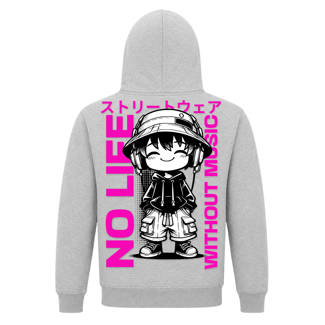 No life without Music - Basic Hoodie - Grey Melange - Rueckseite