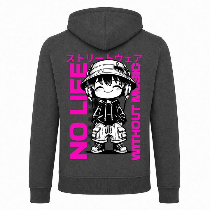 No life without Music - Zip Hoody - charcoal - Rueckseite
