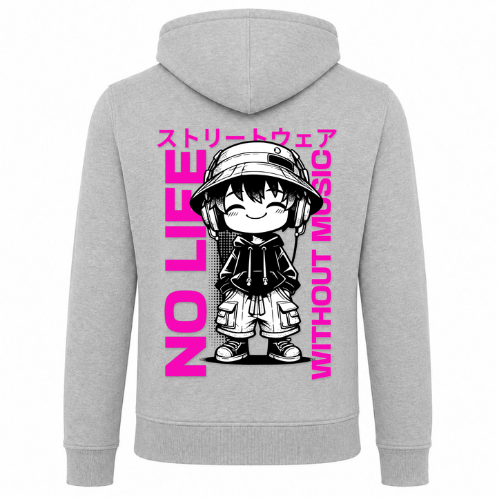 No life without Music - Zip Hoody - heather grey - Rueckseite