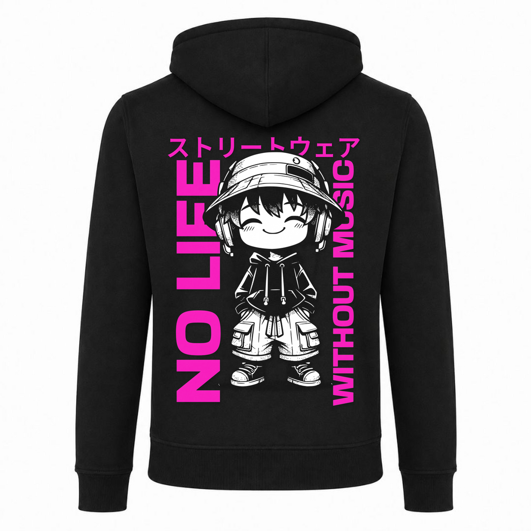 No life without Music - Zip Hoody - schwarz - Rueckseite