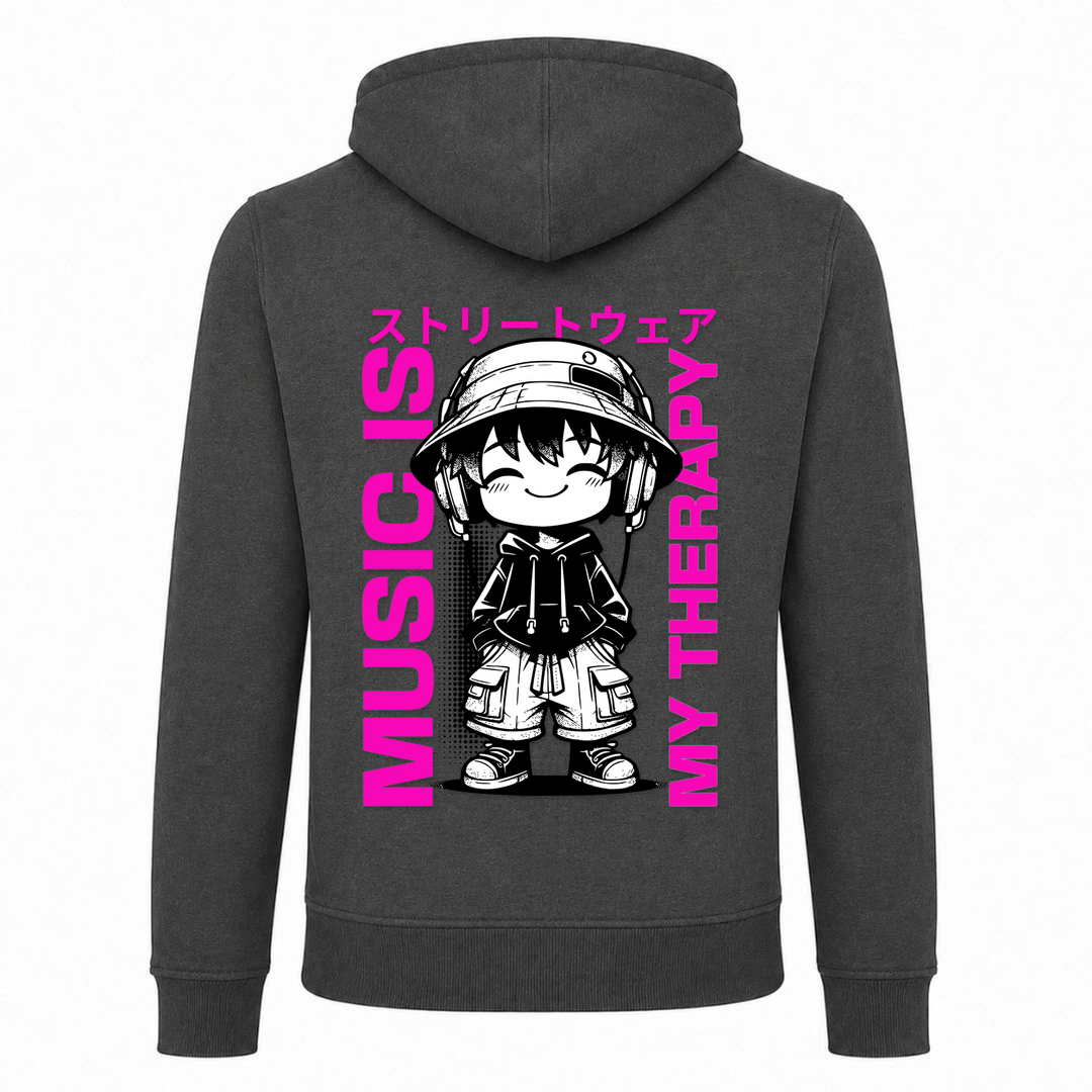 Music is my Therapy - Zip Hoody - charcoal - Rueckseite