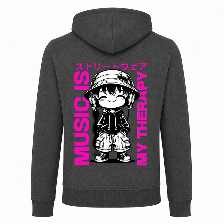 Music is my Therapy - Zip Hoody - charcoal - Rueckseite