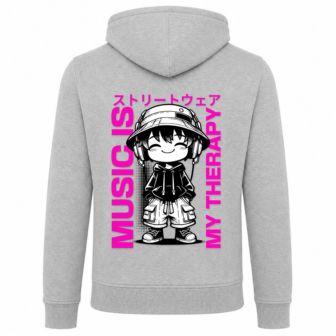 Music is my Therapy - Zip Hoody - heather grey - Rueckseite