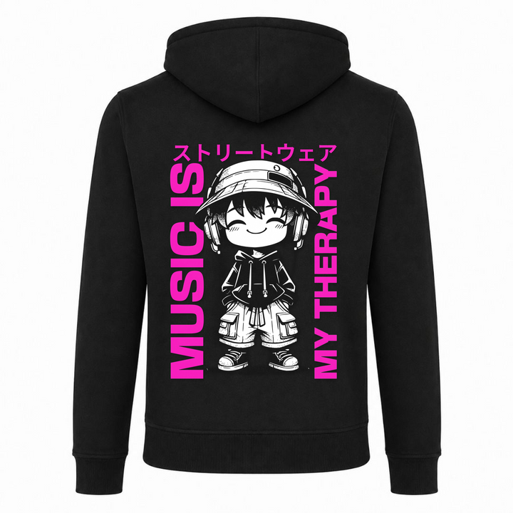 Music is my Therapy - Zip Hoody - schwarz - Rueckseite