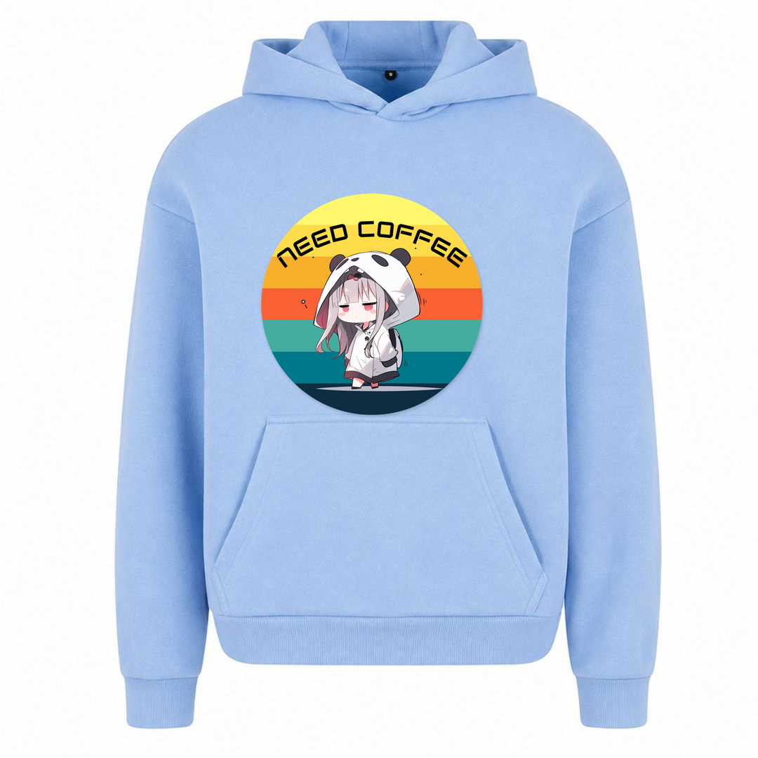 Need Coffee - Oversized Hoodie - powder blue