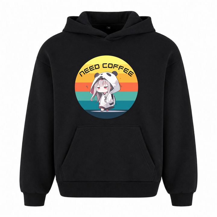 Need Coffee - Oversized Hoodie - Schwarz