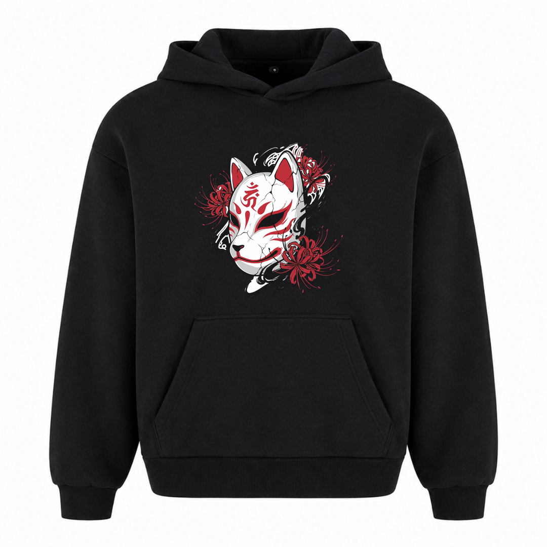 Broken Kitsune - Oversized Hoodie - Schwarz