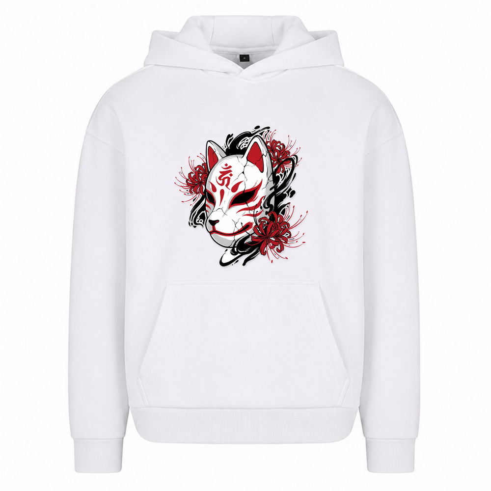 Broken Kitsune - Oversized Hoodie - Weiß
