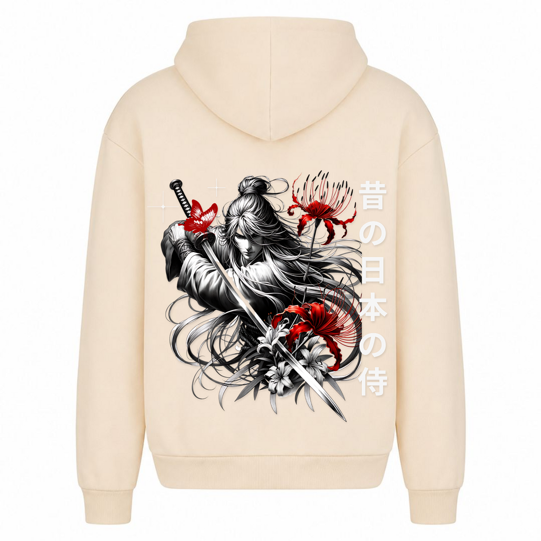 Long Haired Samurai - Oversized Hoodie - White Sand