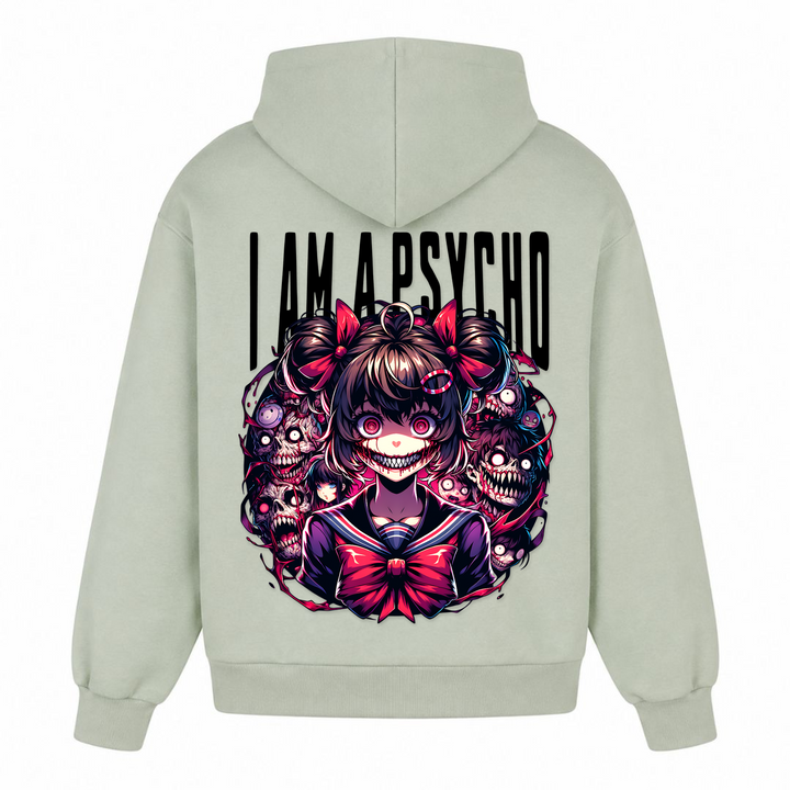i am a Psycho - Oversized Hoodie - light asphalt - Rueckseite