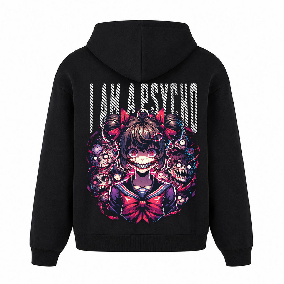 i am a Psycho - Oversized Hoodie - Schwarz - Rueckseite