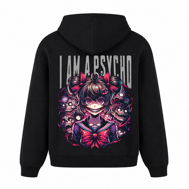 i am a Psycho - Oversized Hoodie - Schwarz - Rueckseite