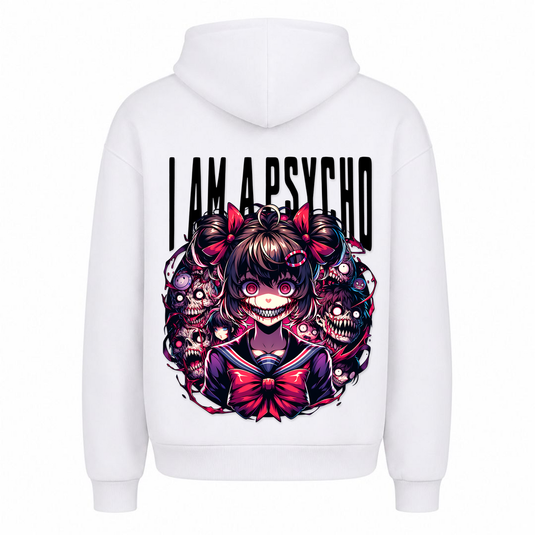 i am a Psycho - Oversized Hoodie - Weiß - Rueckseite