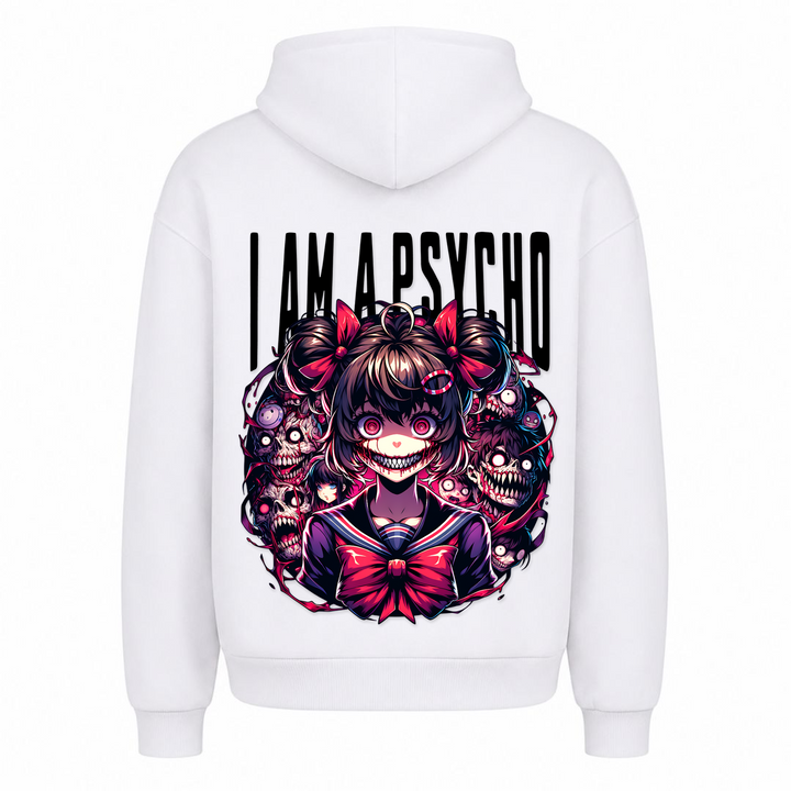 i am a Psycho - Oversized Hoodie - Weiß - Rueckseite