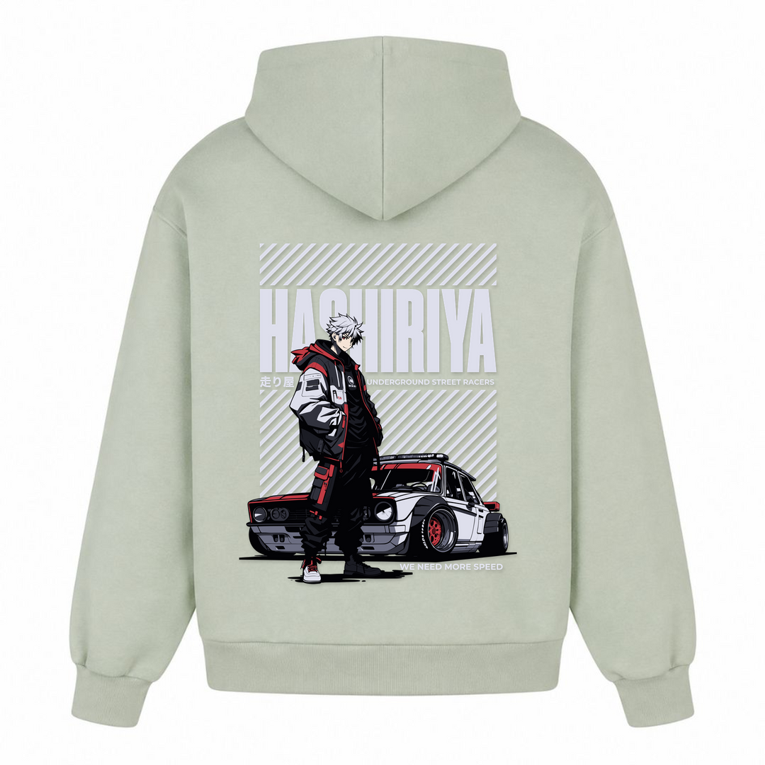 Hashiriya - Oversized Hoodie - light asphalt - Rueckseite