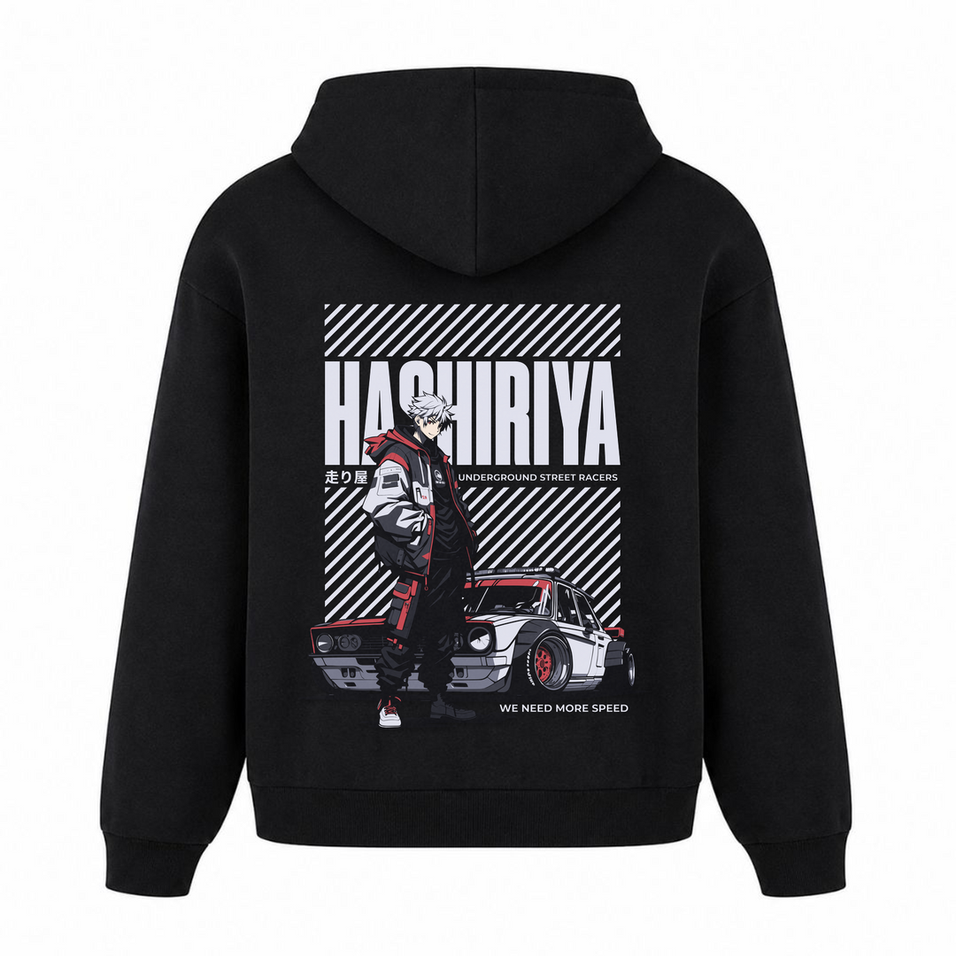 Hashiriya - Oversized Hoodie - Schwarz - Rueckseite
