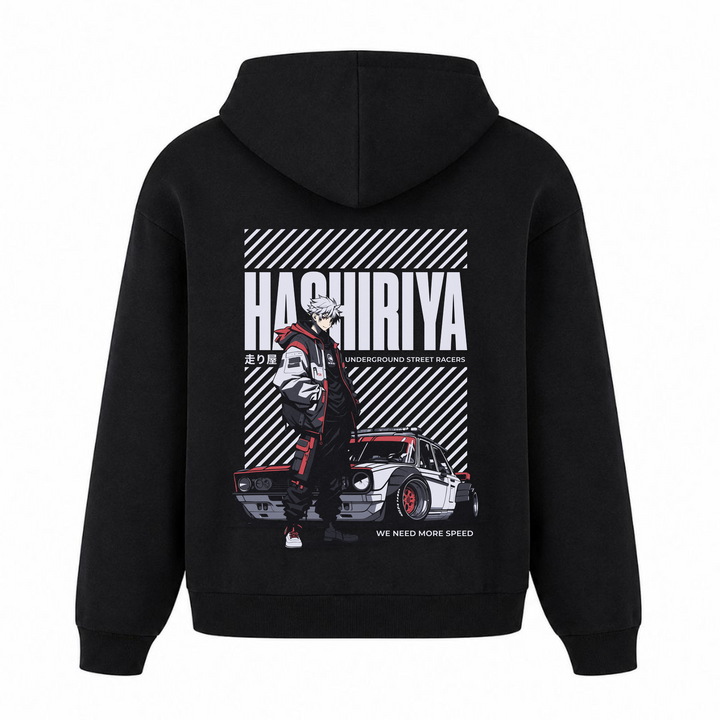 Hashiriya - Oversized Hoodie - Schwarz - Rueckseite